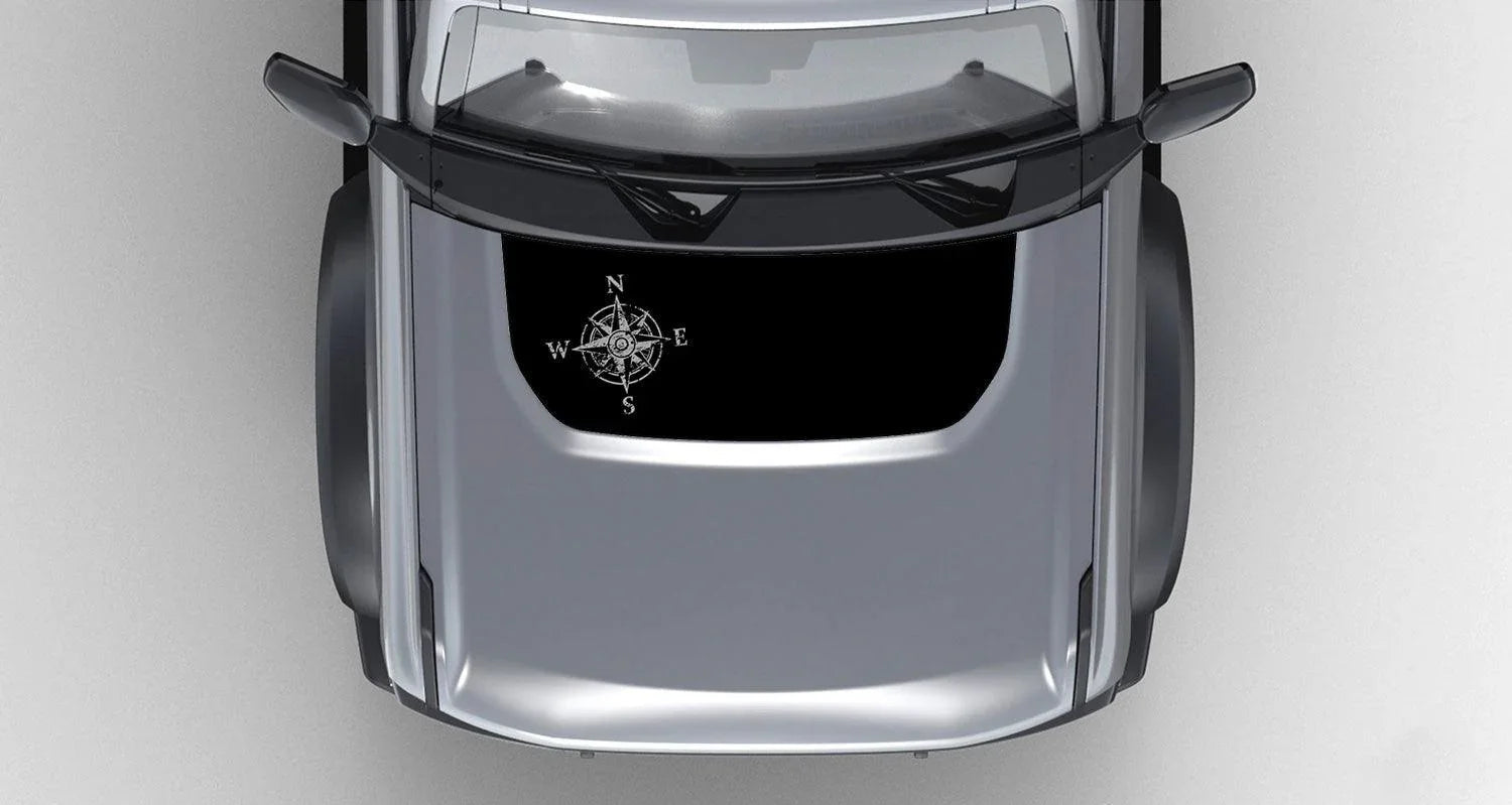 Stealth Black Compass Rose Hood Overlay (Printed Series) - 2021+ Bronco - 21BROTOPOBLKCR-21BROTOPOBLKCR-X2-21BROTOPOBLKCRW-21BROTOPOBLKCR-X2-21BROTOPOBLKCRB-  DRIVEN - 3