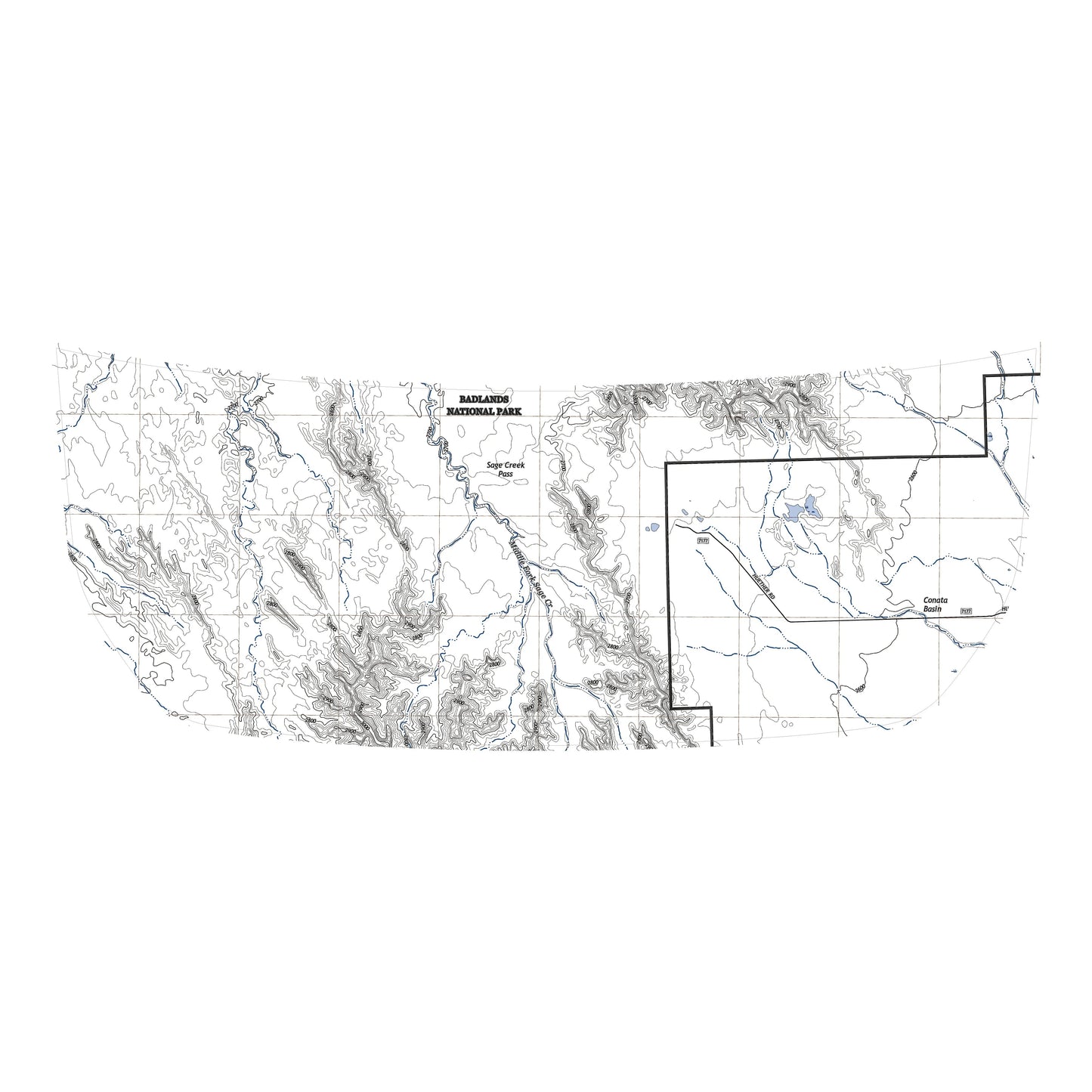 Stealth Clear Badlands Topographic Map Hood Overlay - 2021+ Bronco - 21BRONCOTOPOCL-21BRONCOTOPOCL-X2-  DRIVEN - 1