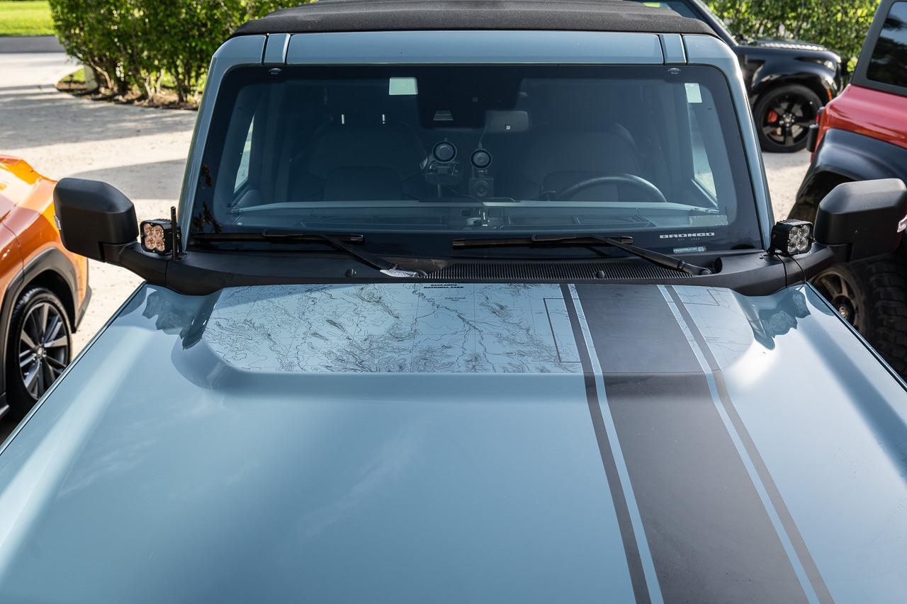 Stealth Clear Badlands Topographic Map Hood Overlay - 2021+ Bronco - 21BRONCOTOPOCL-21BRONCOTOPOCL-X2-  DRIVEN - 10