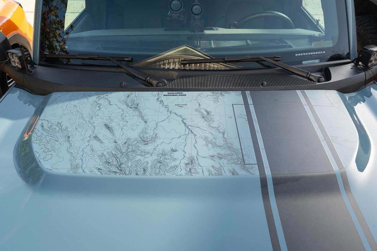 Stealth Clear Badlands Topographic Map Hood Overlay - 2021+ Bronco - 21BRONCOTOPOCL-21BRONCOTOPOCL-X2-  DRIVEN - 17