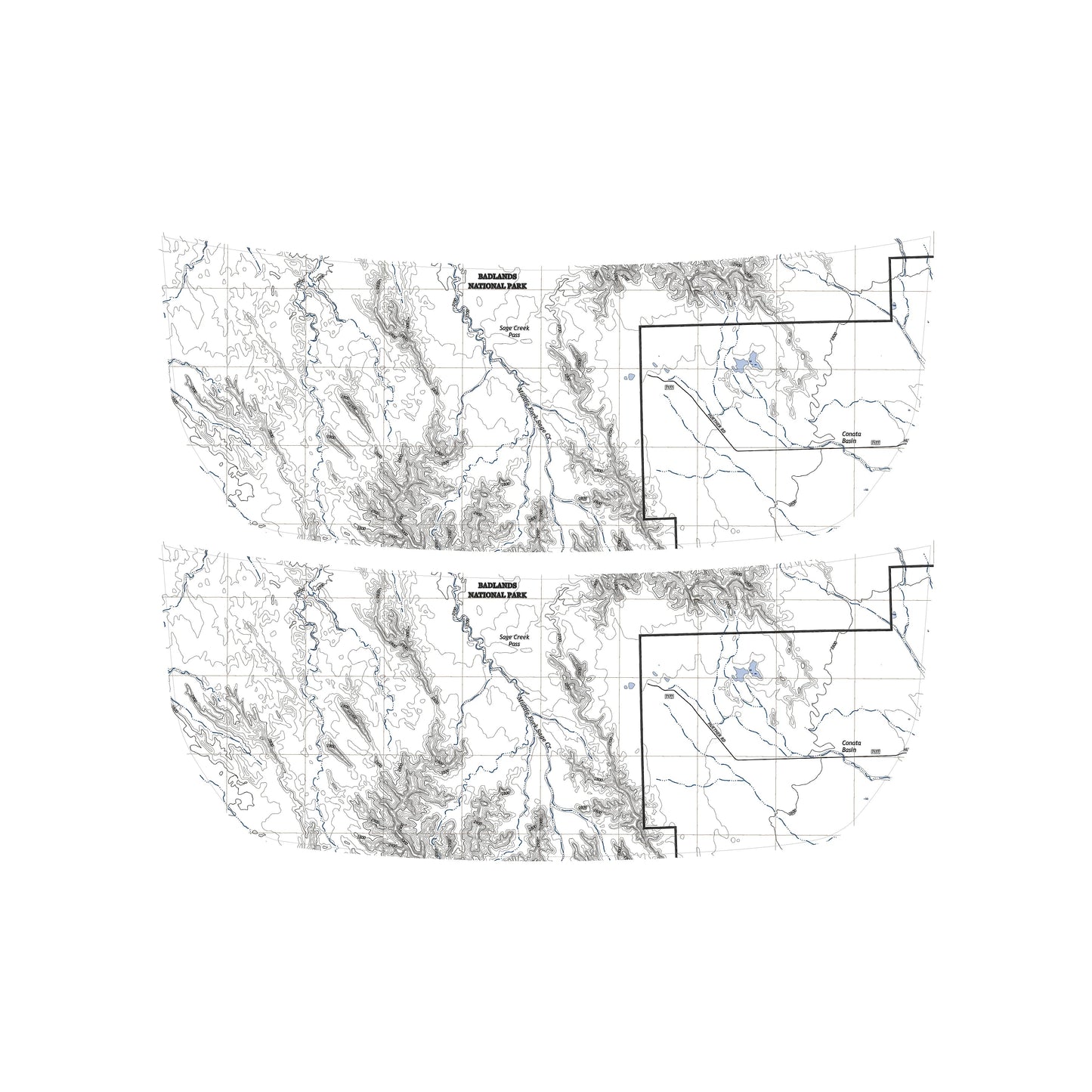 Stealth Clear Badlands Topographic Map Hood Overlay - 2021+ Bronco - 21BRONCOTOPOCL-21BRONCOTOPOCL-X2-  DRIVEN - 21