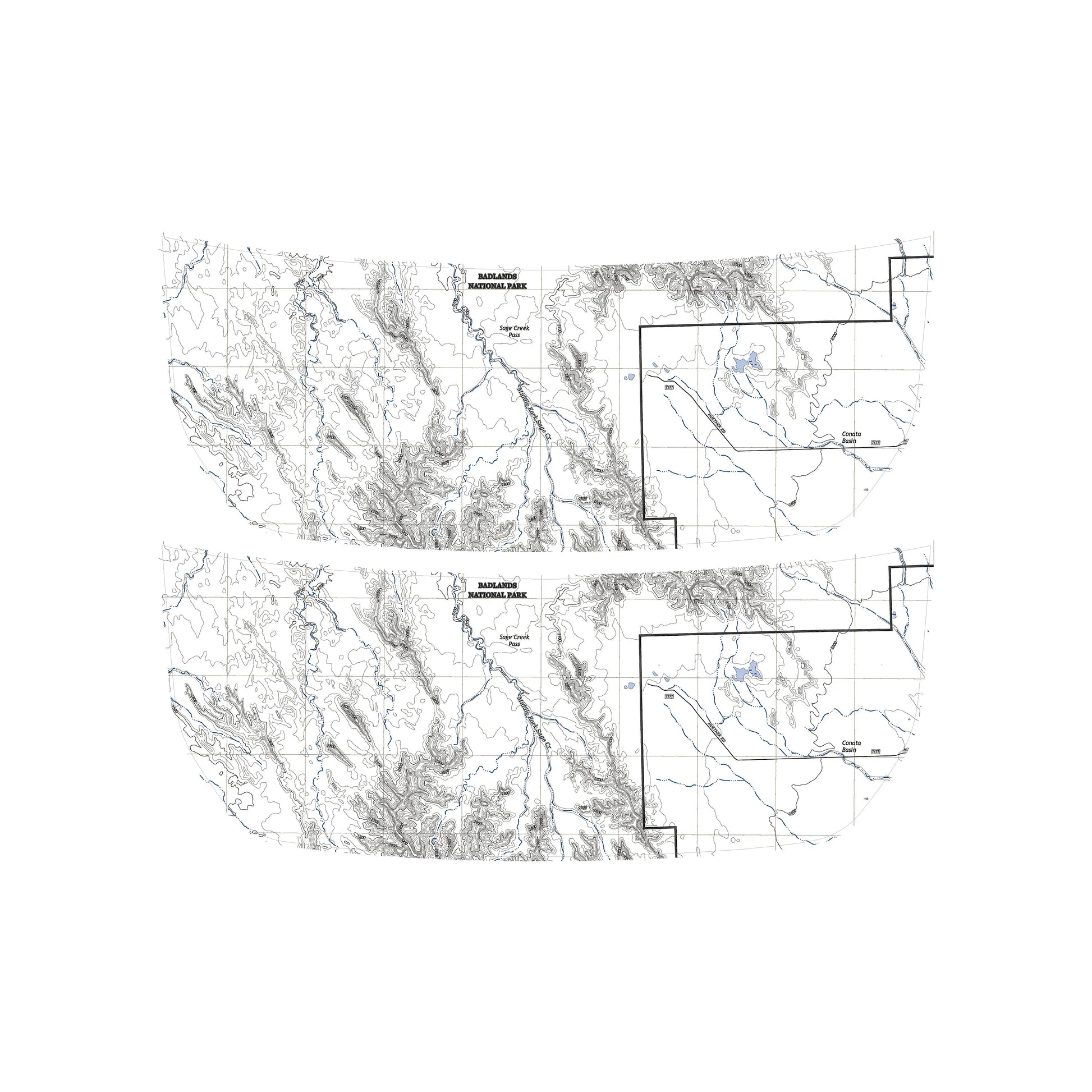 Stealth Clear Badlands Topographic Map Hood Overlay - 2021+ Bronco - 21BRONCOTOPOCL-21BRONCOTOPOCL-X2-  DRIVEN - 21