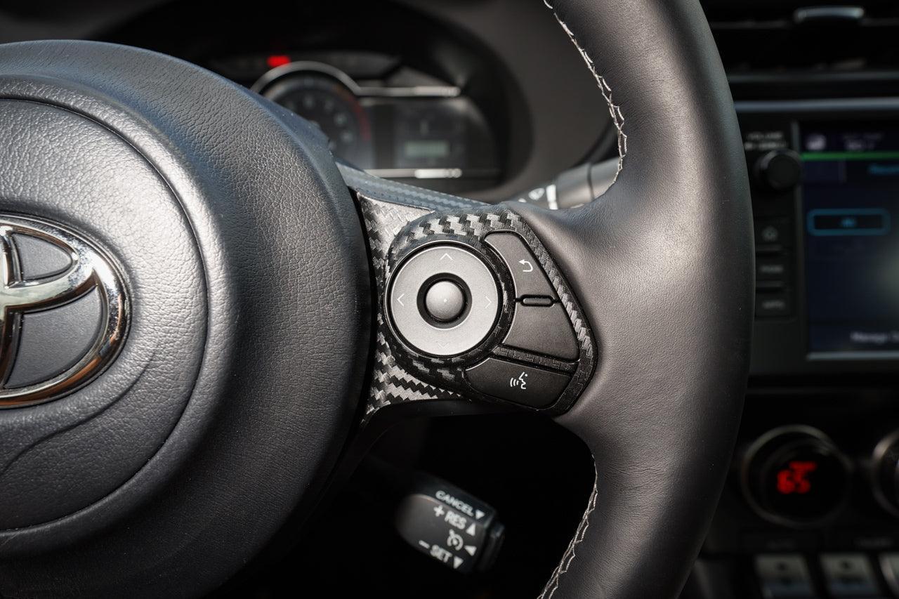 Steering Wheel Controls + Lower Spoke 3D Carbon Overlays - 2022+ BRZ / GR86 - 22BRZSTRCNTLWR-3DB-  DRIVEN - 3