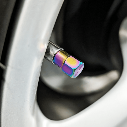 Titanium Tire Cap Set, Universal for Valve Stem Caps on Cars & Bikes, Grade-5 Titanium - ZSD-187124-  DRIVEN - 2