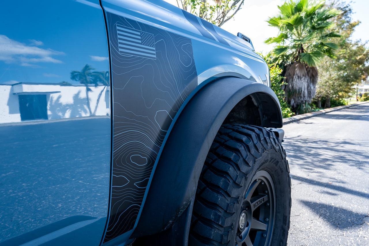Topo American Flag Fender Overlays - 2021+ Bronco - 21BRONCOFTOPOCLAM-M-21BRONCOFTOPOCLCA-M-21BRONCOFTOPOCLWT-M-21BRONCOFTOPOCLNF-M-21BRONCOFTOPOCLAM-G-  DRIVEN - 7
