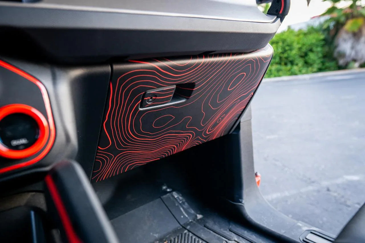 Topo Glovebox Overlay Kit (Printed Series) - 2021+ Bronco - 21BRNGLOVE-TPAMBL-21BRNGLOVE-TPA51L-21BRNGLOVE-TPAZL-21BRNGLOVE-TPCGL-21BRNGLOVE-TPCBNL-  DRIVEN - 1