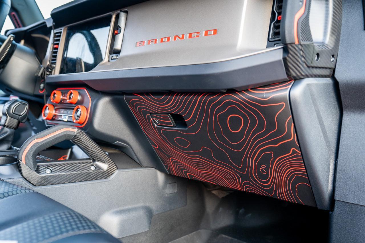 Topo Glovebox Overlay Kit (Printed Series) - 2021+ Bronco - 21BRNGLOVE-TPAMBL-21BRNGLOVE-TPA51L-21BRNGLOVE-TPAZL-21BRNGLOVE-TPCGL-21BRNGLOVE-TPCBNL-  DRIVEN - 2