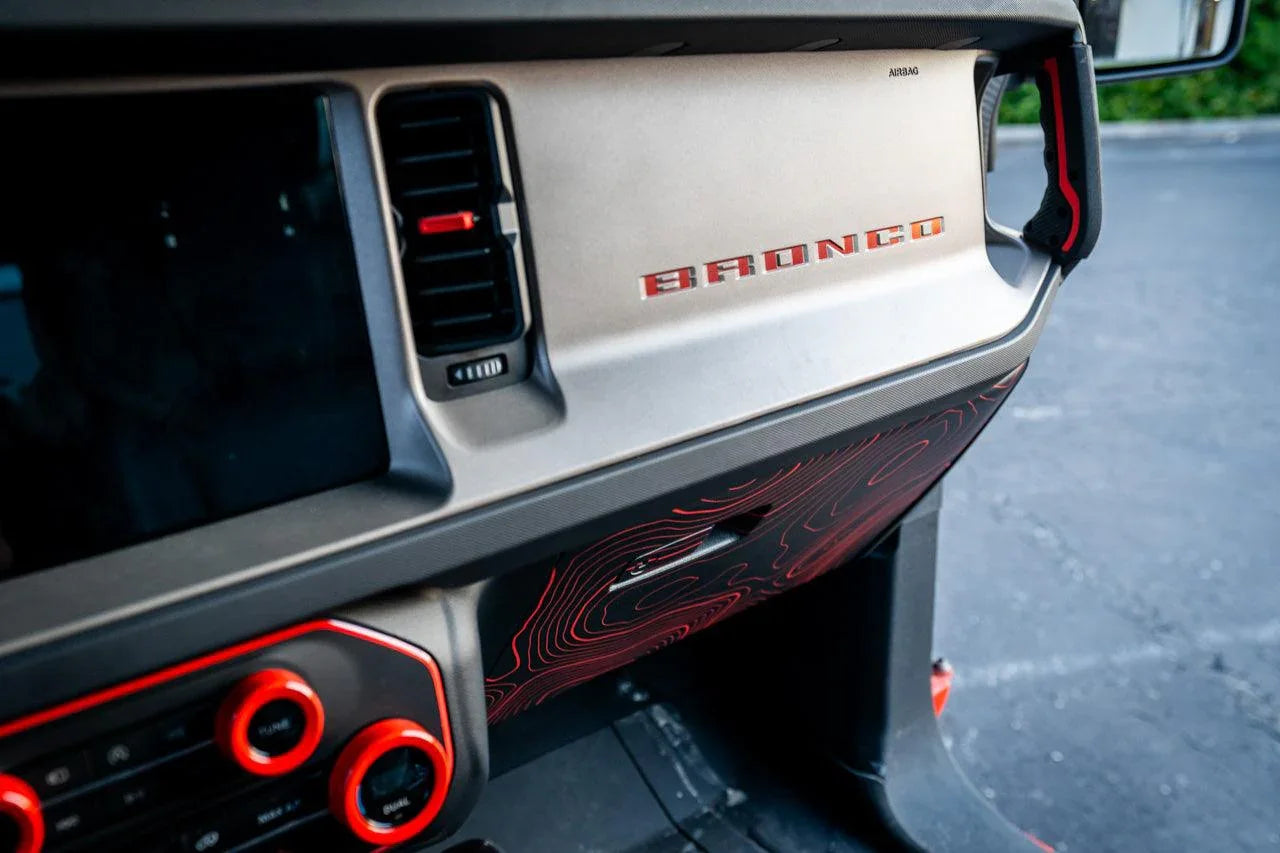 Topo Glovebox Overlay Kit (Printed Series) - 2021+ Bronco - 21BRNGLOVE-TPAMBL-21BRNGLOVE-TPA51L-21BRNGLOVE-TPAZL-21BRNGLOVE-TPCGL-21BRNGLOVE-TPCBNL-  DRIVEN - 3