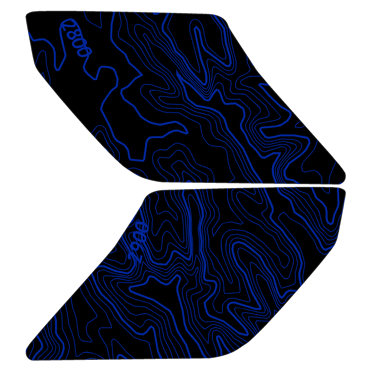 Topo Interior Lower Front Door Card Insert Overlays (Printed Series) - 2021+ Bronco 4 Door - 21BRNINTDRFL-TPAMBL-21BRNINTDRFL-TPA51L-21BRNINTDRFL-TPAZL-21BRNINTDRFL-TPBOL-21BRNINTDRFL-TPCGL-  DRIVEN - 28