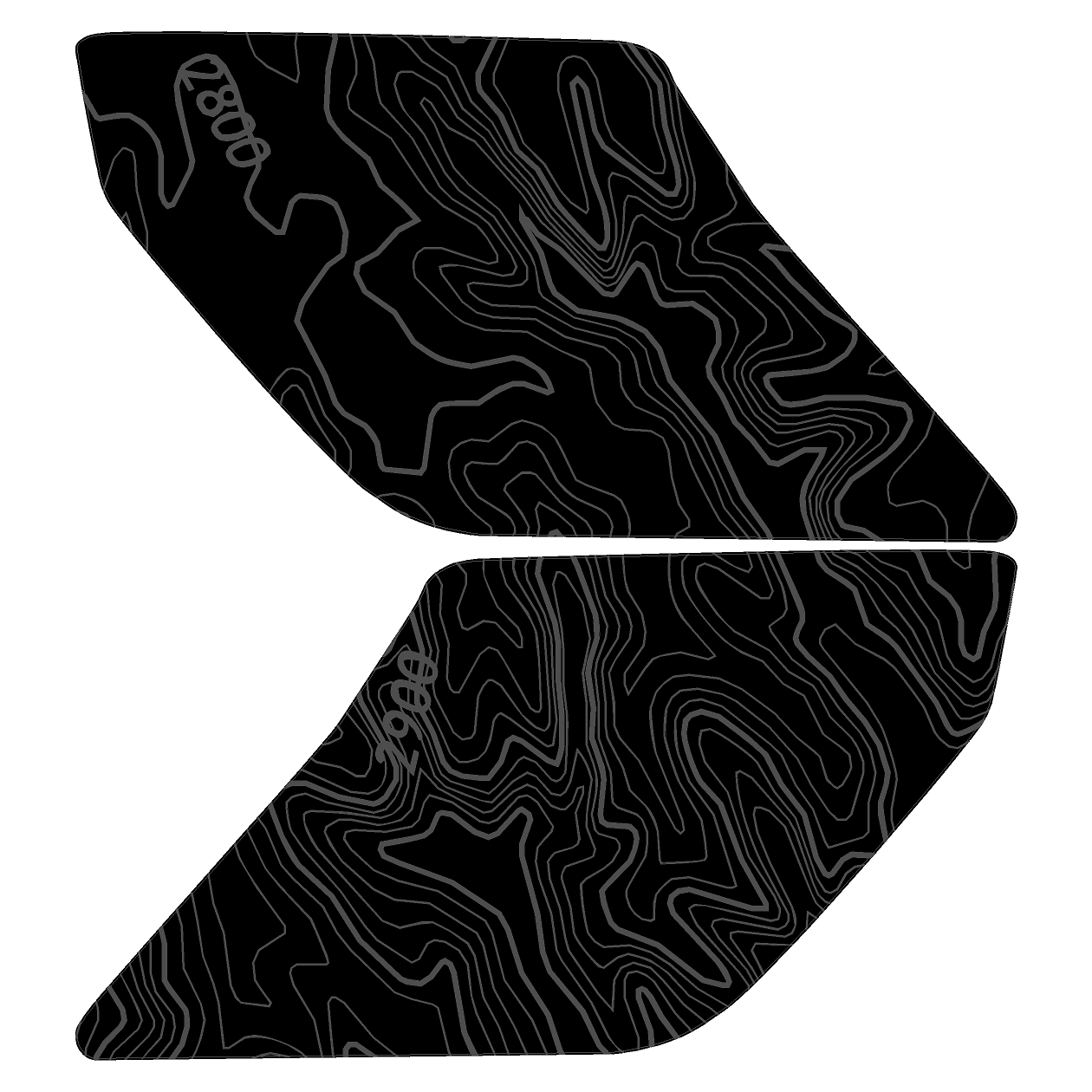 Topo Interior Lower Door Card Insert Overlays (Printed Series) - 2021+ Bronco 2 Door - 21BRNINTDRFL2-TPAMBL-21BRNINTDRFL2-TPA51L-21BRNINTDRFL2-TPAZL-21BRNINTDRFL2-TPBOL-21BRNINTDRFL2-TPCGL-  DRIVEN - 27