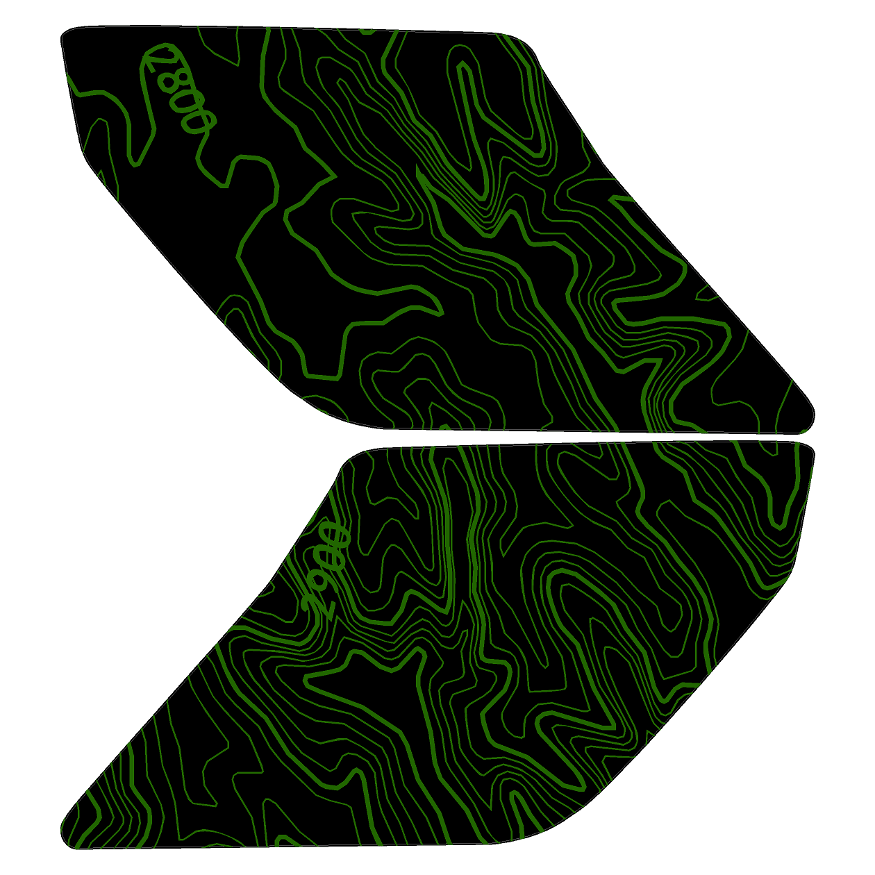 Topo Interior Lower Front Door Card Insert Overlays (Printed Series) - 2021+ Bronco 4 Door