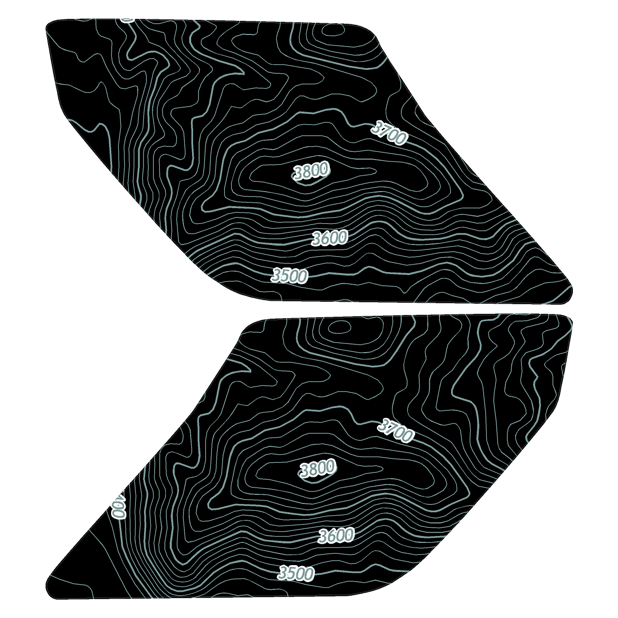 Topo Interior Sun Visor Overlays (Printed Series) - 2021+ Bronco (NO Homelink)