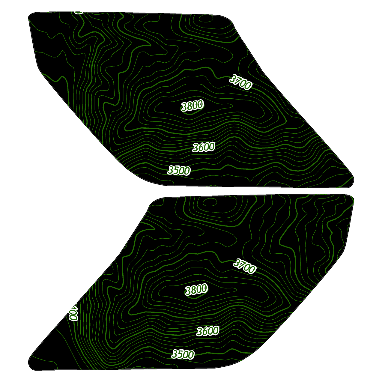 Topo Interior Sun Visor Overlays (Printed Series) - 2021+ Bronco (NO Homelink)