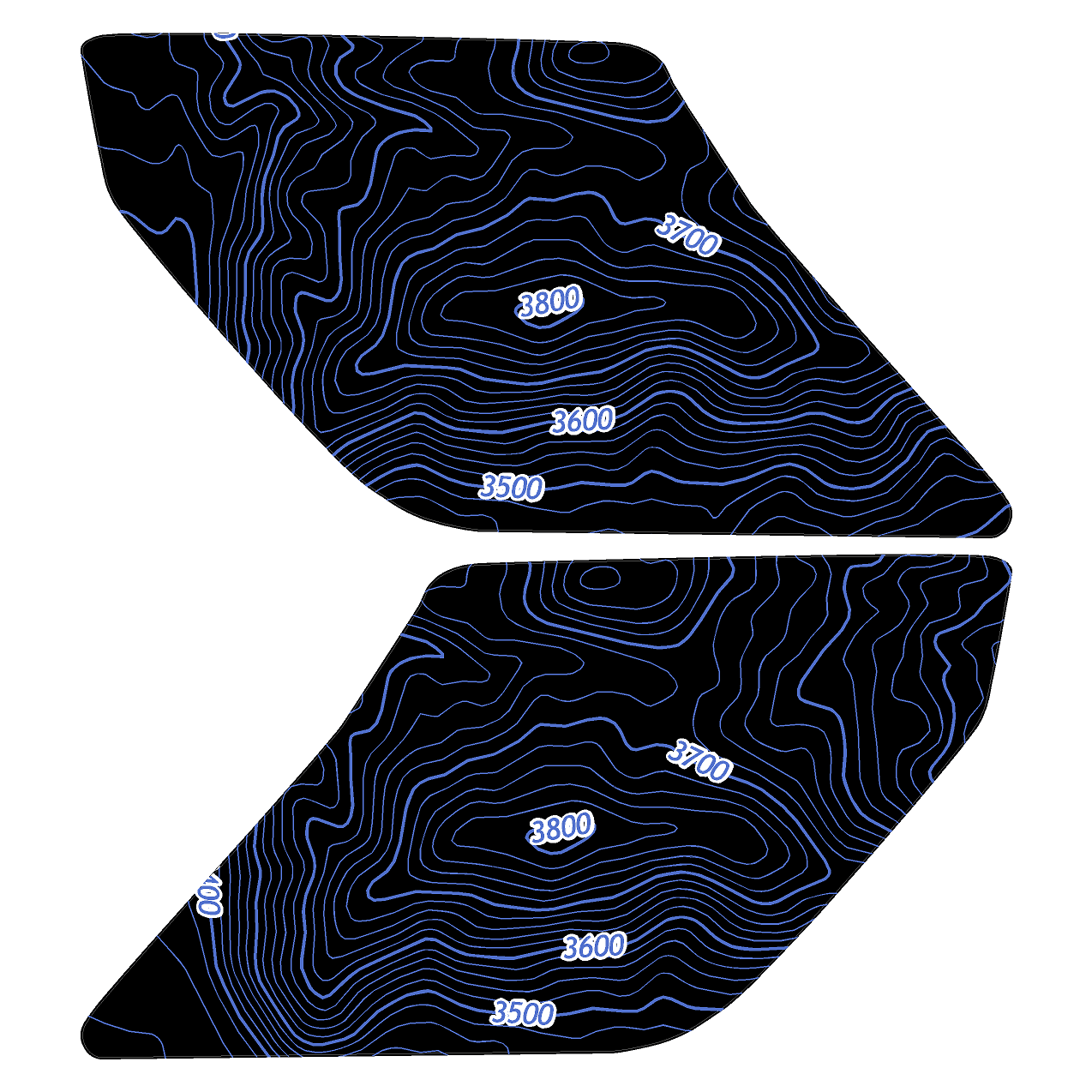Topo Interior Sun Visor Overlays (Printed Series) - 2021+ Bronco (with Homelink)