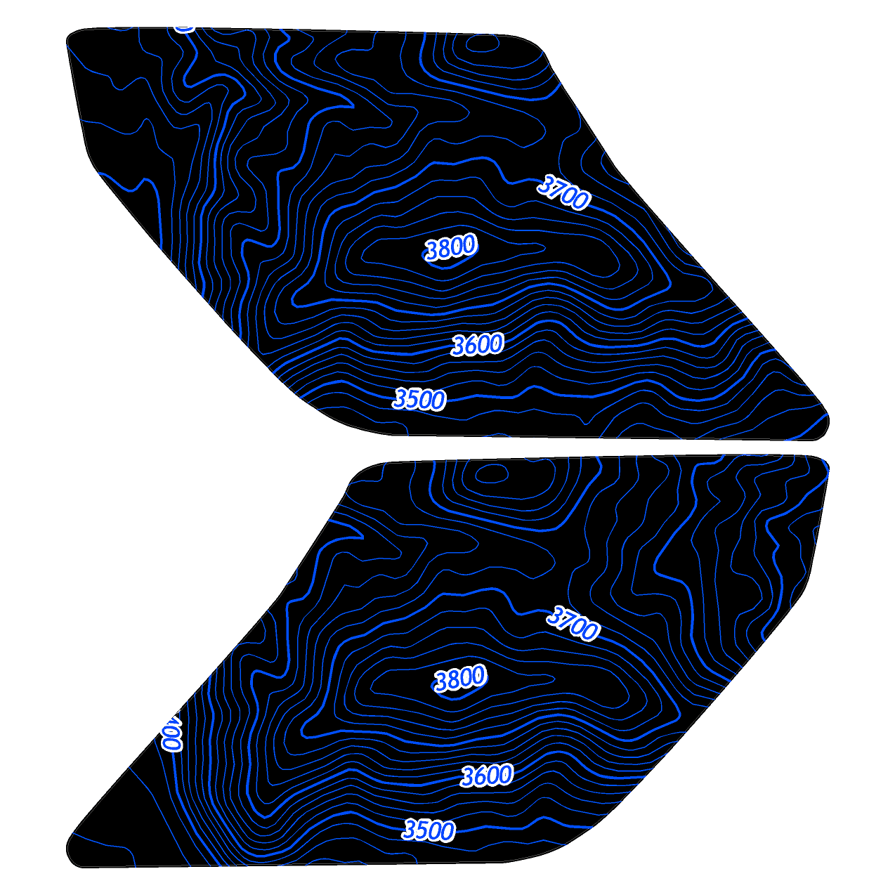Topo Interior Sun Visor Overlays (Printed Series) - 2021+ Bronco (NO Homelink)