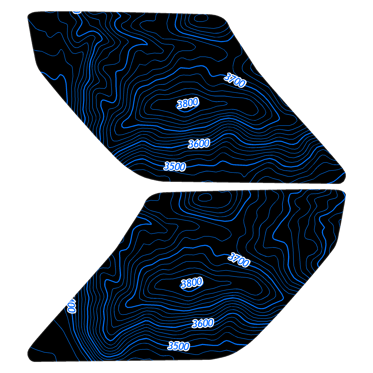 Topo Interior Sun Visor Overlays (Printed Series) - 2021+ Bronco (with Homelink)