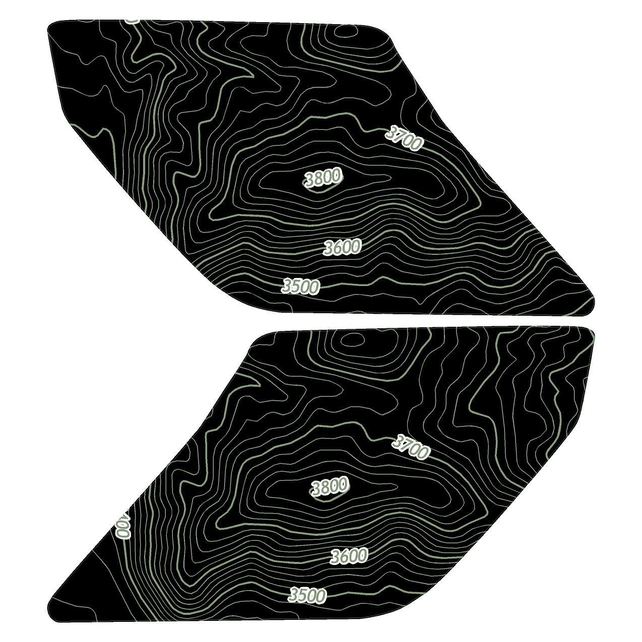 Topo Interior Sun Visor Overlays (Printed Series) - 2021+ Bronco (NO Homelink)