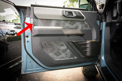 Topo Front Interior Upper Door Card Insert Overlays (Printed Series) - 2021+ Bronco 4 Door - 21BRNINTDRFU-TPAMBL-21BRNINTDRFU-TPA51L-21BRNINTDRFU-TPAZL-21BRNINTDRFU-TPCGL-21BRNINTDRFU-TPCBNL-  DRIVEN - 1