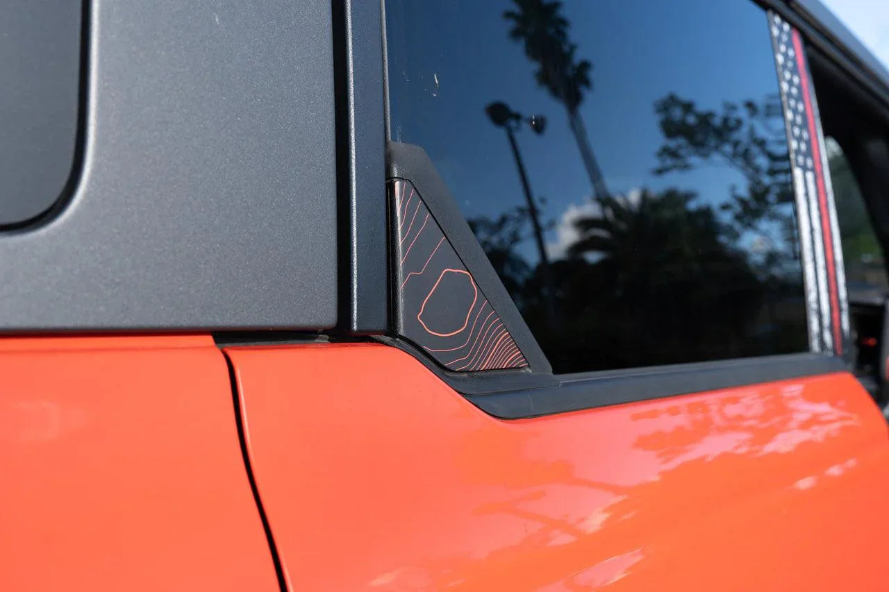 Topo Rear Window Triangle Overlay (Printed Series) - 2021+ Bronco 4 Door - 21BRNDRTRIPT-TPAMBL-21BRNDRTRIPT-TPA51L-21BRNDRTRIPT-TPAZL-21BRNDRTRIPT-TPCGL-21BRNDRTRIPT-TPCBNL-  DRIVEN - 1