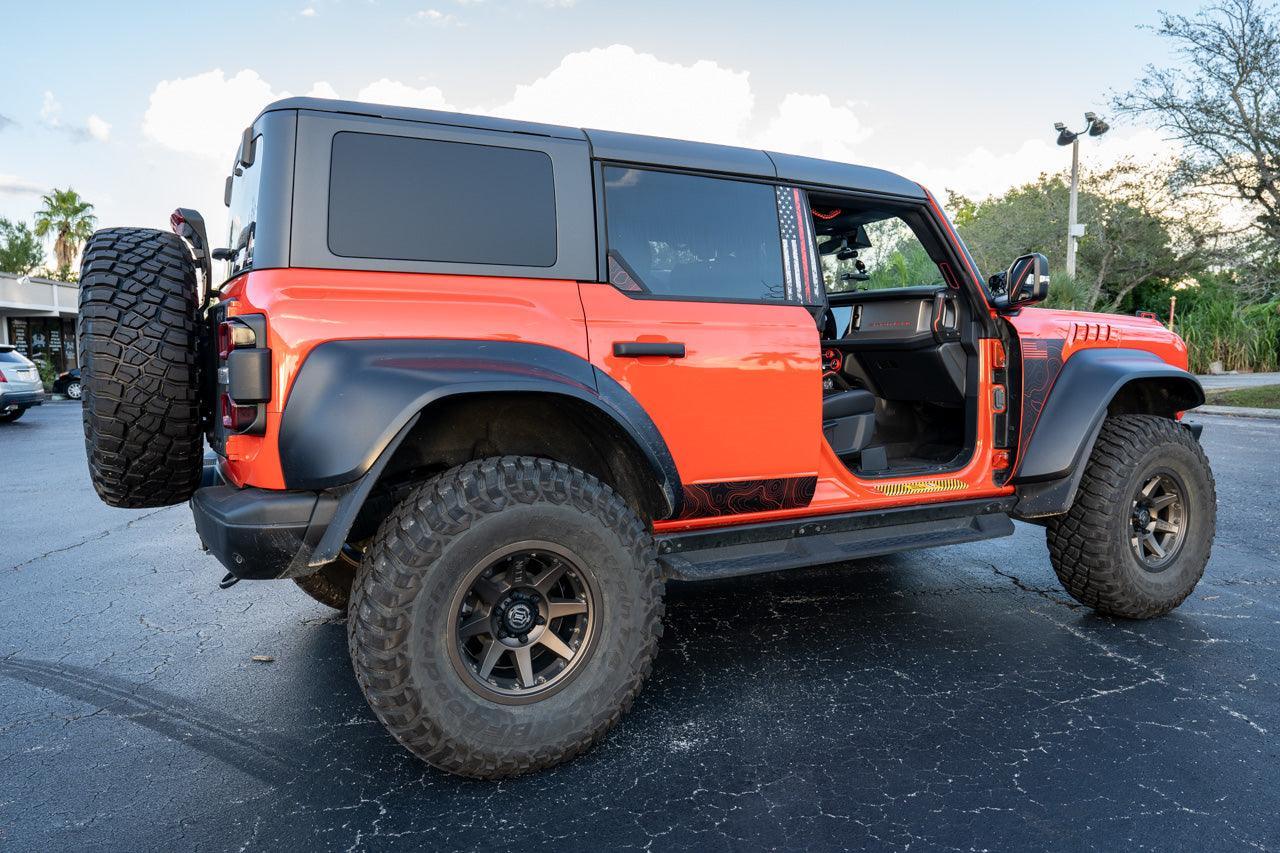 Topo Rear Window Triangle Overlay (Printed Series) - 2021+ Bronco 4 Door - 21BRNDRTRIPT-TPAMBL-21BRNDRTRIPT-TPA51L-21BRNDRTRIPT-TPAZL-21BRNDRTRIPT-TPCGL-21BRNDRTRIPT-TPCBNL-  DRIVEN - 9