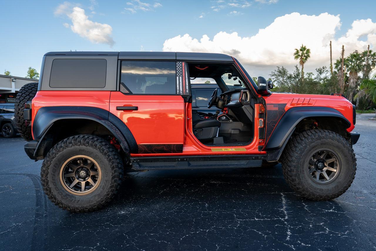 Topo Rear Window Triangle Overlay (Printed Series) - 2021+ Bronco 4 Door - 21BRNDRTRIPT-TPAMBL-21BRNDRTRIPT-TPA51L-21BRNDRTRIPT-TPAZL-21BRNDRTRIPT-TPCGL-21BRNDRTRIPT-TPCBNL-  DRIVEN - 10