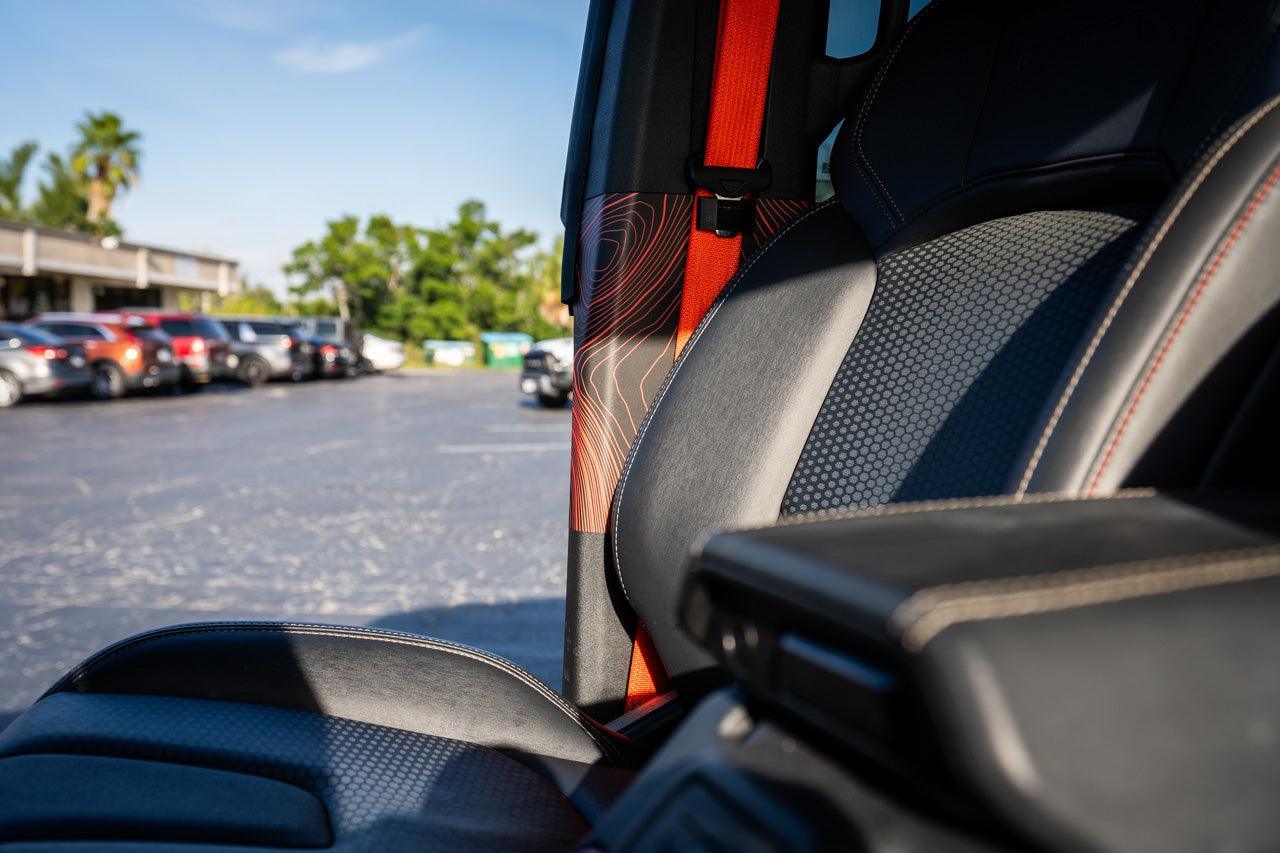 Topo Seatbelt Trim Protector (Printed Series) - 2021+ Bronco 4 Door - 21BRNSEATPRO-TPAMBL-21BRNSEATPRO-TPA51L-21BRNSEATPRO-TPAZL-21BRNSEATPRO-TPCGL-21BRNSEATPRO-TPCBNL-  DRIVEN - 3