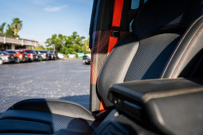 Topo Seatbelt Trim Protector (Printed Series) - 2021+ Bronco 4 Door - 21BRNSEATPRO-TPAMBL-21BRNSEATPRO-TPA51L-21BRNSEATPRO-TPAZL-21BRNSEATPRO-TPCGL-21BRNSEATPRO-TPCBNL-  DRIVEN - 3