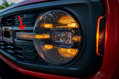 Topo Shortie Style Light Bar Overlays (Printed Series) - 2021+ Bronco (Standard Headlights) - 21BRNSHRTLIGHTPT-TOPST-  DRIVEN - 2