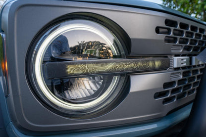 Topo Signature DRL Bar Overlays (Printed Series) - 2021+ Bronco (Signature Headlights) - 21BRNCODRLPT-TOPST-  DRIVEN - 8