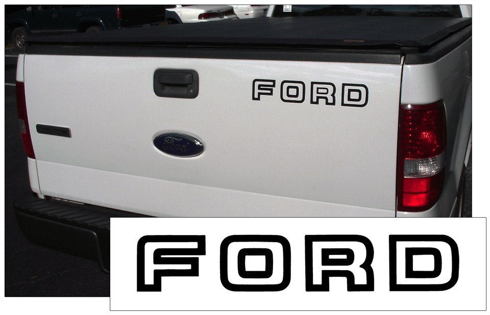 1992-95 Ford F150 Tailgate Decal - FLAT PANEL - One Color - TR118-BK-1-TR118-BK-2-  DRIVEN - 1