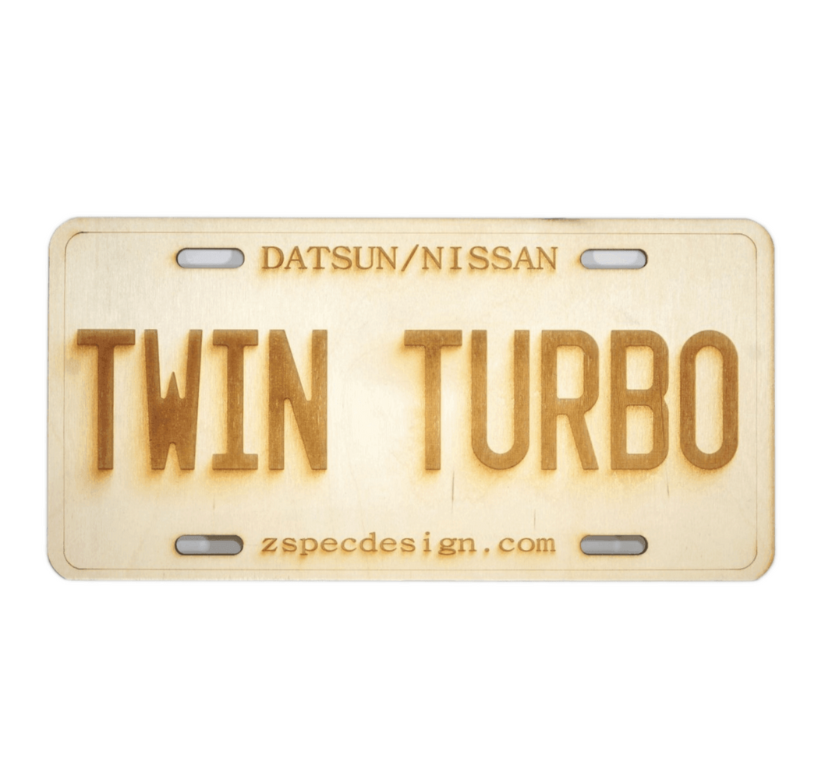 ZSPEC Nissan "Twin Turbo" License Plate, Birch, Ornamental - ZSD-564185-  DRIVEN - 1