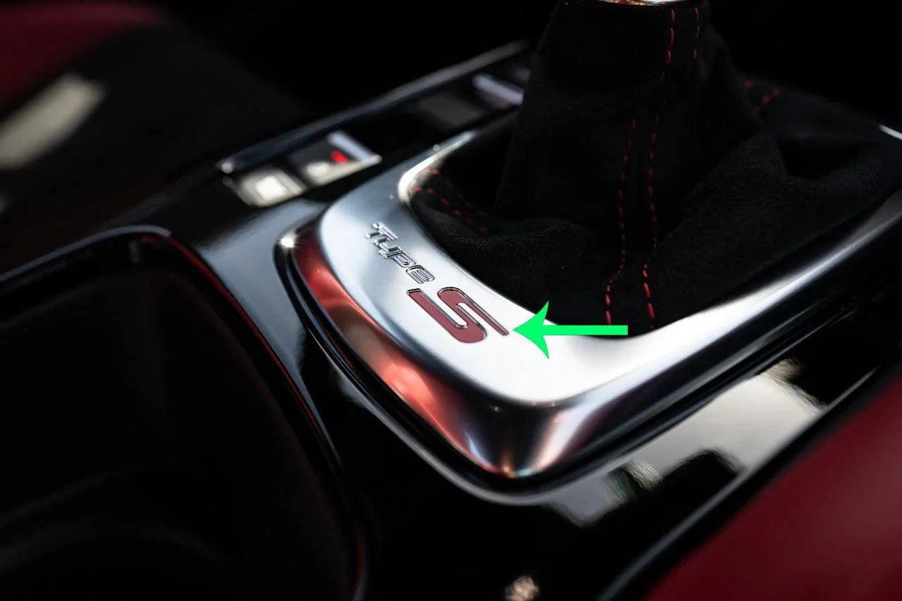 Type "S" Inlay for Shifter Trim - 2024+ Integra Type S - 23INTSHIFTS-RD-23INTSHIFTS-GB-23INTSHIFTS-MB-23INTSHIFTS-BL-23INTSHIFTS-GD-  DRIVEN - 1