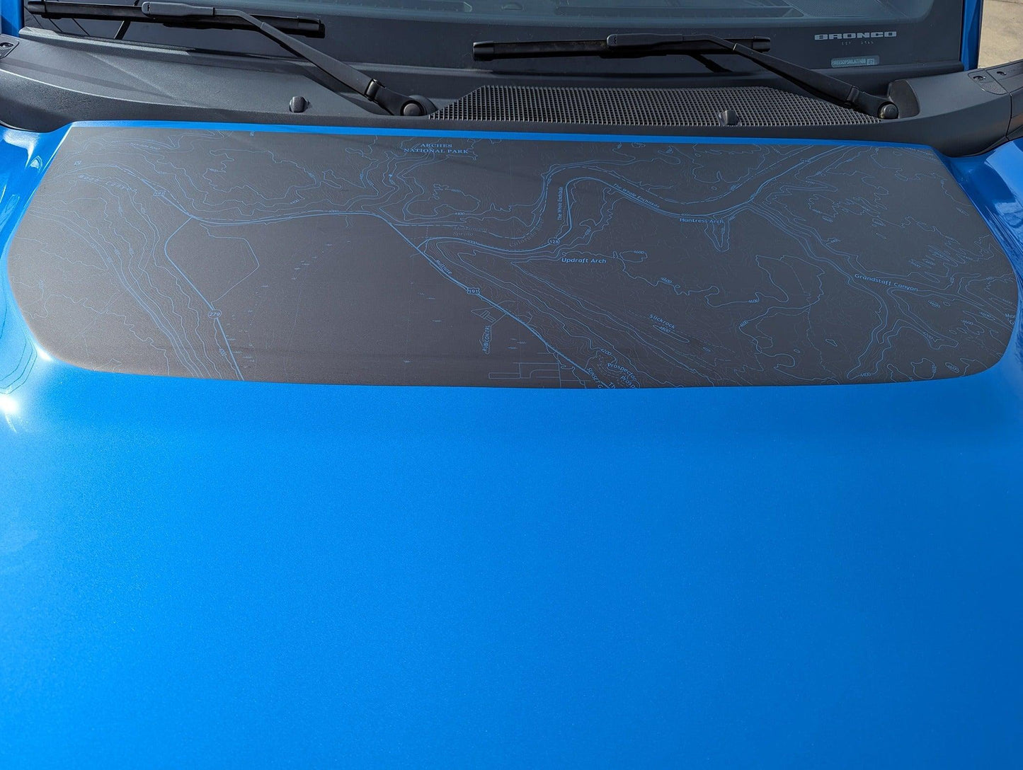 Stealth Black Arches National Park Topographic Map Hood Overlay (Printed Series) - 2021+ Bronco - 21BROTOPOBLKARCH-21BROTOPOBLKARCH-X2-  DRIVEN - 3