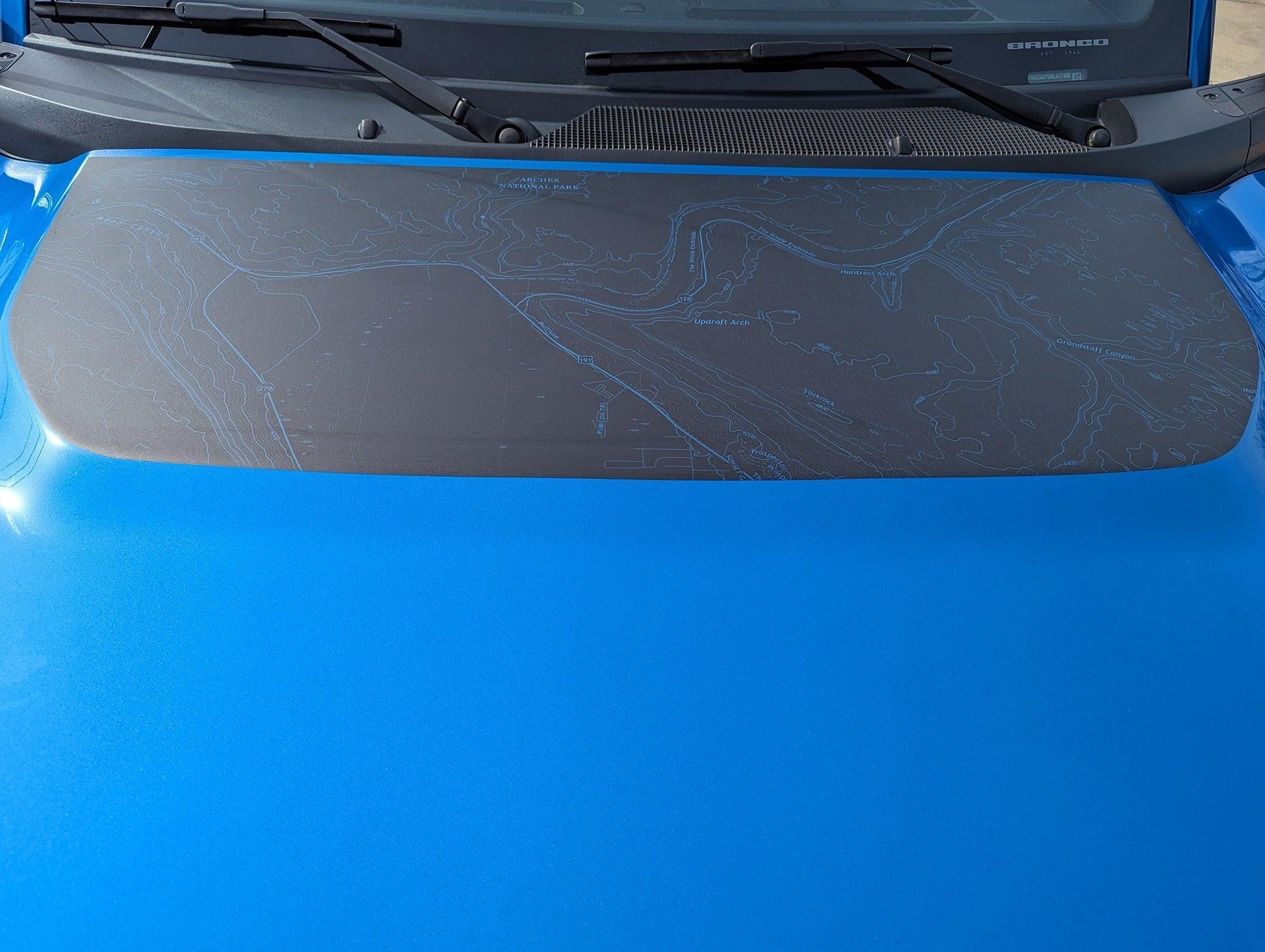 Stealth Black Arches National Park Topographic Map Hood Overlay (Printed Series) - 2021+ Bronco - 21BROTOPOBLKARCH-21BROTOPOBLKARCH-X2-  DRIVEN - 3