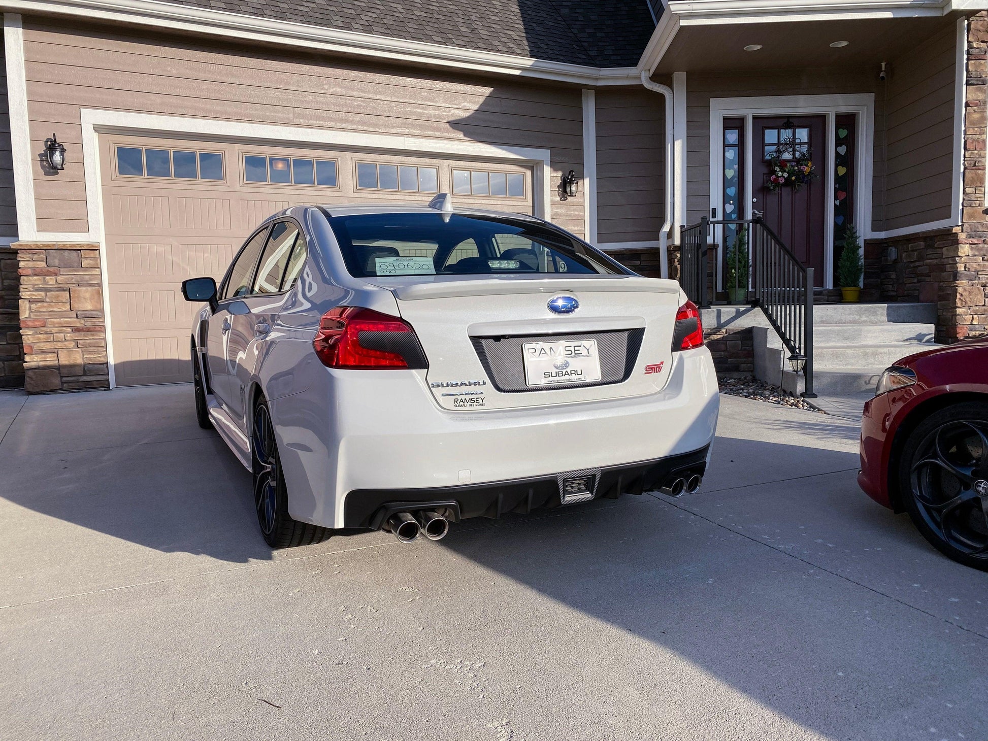 V1 3D Carbon License Plate Panel Black Out Overlays - 2015-2020 Subaru WRX / STI - 15WRXLPOL3DBK-  DRIVEN - 1