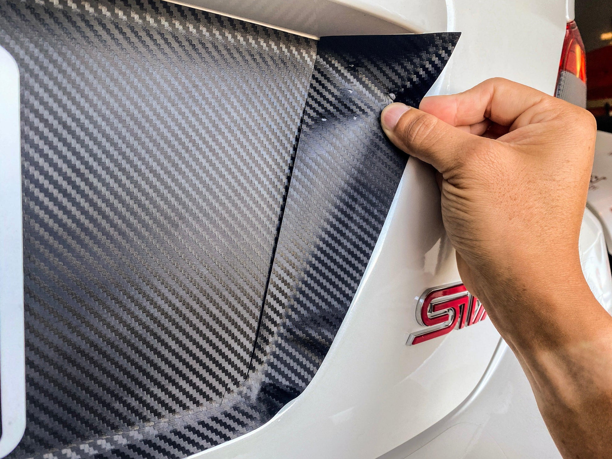 V1 3D Carbon License Plate Panel Black Out Overlays - 2015-2020 Subaru WRX / STI - 15WRXLPOL3DBK-  DRIVEN - 16