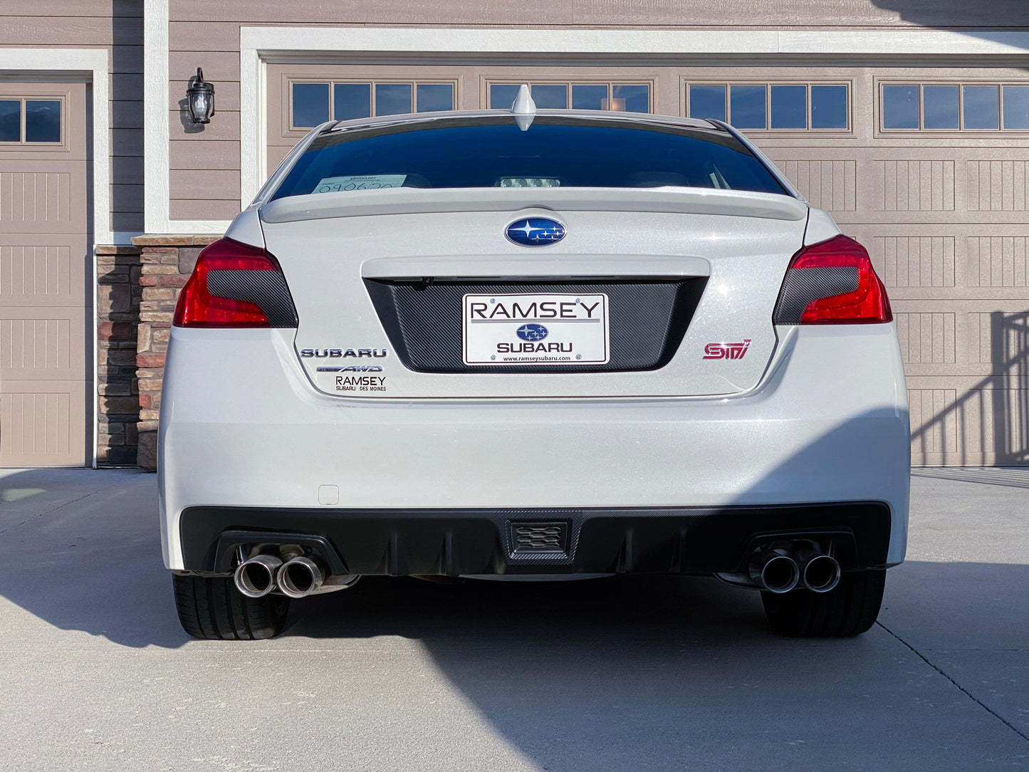 V1 3D Carbon License Plate Panel Black Out Overlays - 2015-2020 Subaru WRX / STI - 15WRXLPOL3DBK-  DRIVEN - 4