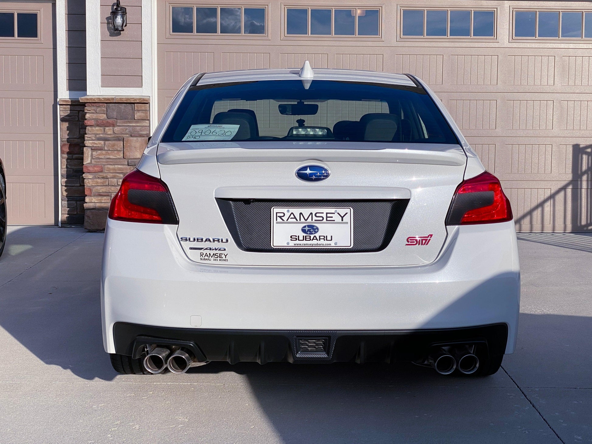 V1 3D Carbon License Plate Panel Black Out Overlays - 2015-2020 Subaru WRX / STI - 15WRXLPOL3DBK-  DRIVEN - 5