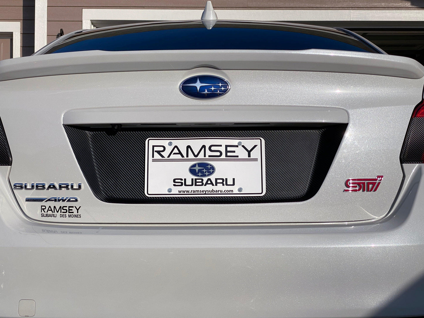 V1 3D Carbon License Plate Panel Black Out Overlays - 2015-2020 Subaru WRX / STI - 15WRXLPOL3DBK-  DRIVEN - 7