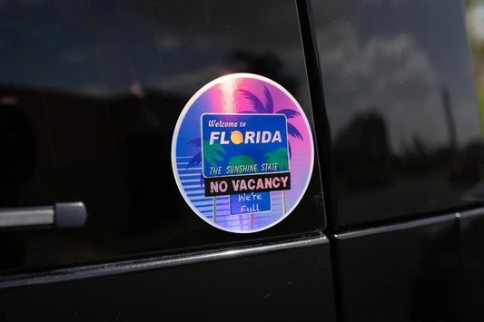 Welcome to Florida No Vacancy We're Full Sticker 3.5" - FLFULL-WH-FLFULL-HOLO-  DRIVEN - 1