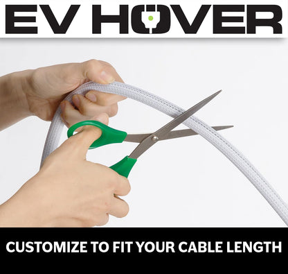 White Braided EV Charging Cable Wrap Sleeve, Self-Wrapping - EVH-CBLWRP-236in-WHT-EVH-CBLWRP-394in-WHT-  DRIVEN - 5