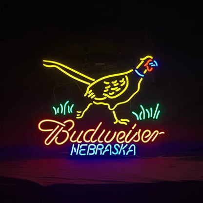 Yellow Pheasant Hunter Budweiser Nebraska Neon Sign Light - ME192B橙鸡粉字-ME192 黄鸡红字-  DRIVEN - 2