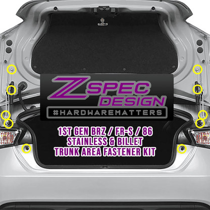 ZSPEC Trunk Dress Up Bolts® Kit for Scion FRS/Subaru BRZ/Toyota 86 '13-21, Stainless & Billet - ZSD-568732-ZSD-568749-ZSD-568756-ZSD-568763-ZSD-568770-  DRIVEN - 3