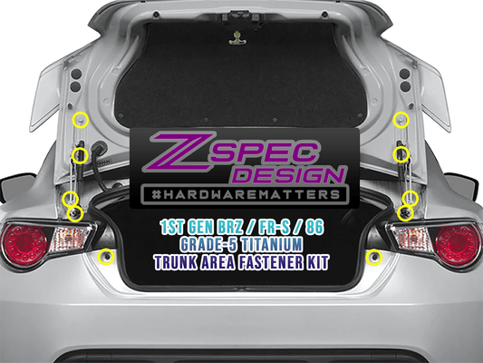 ZSPEC Trunk Dress Up Bolts® Kit for '13-21 Scion FRS, Subaru BRZ, Toyota 86, Titanium - ZSD-381492-ZSD-381508-ZSD-381515-ZSD-381522-ZSD-381539-  DRIVEN - 1
