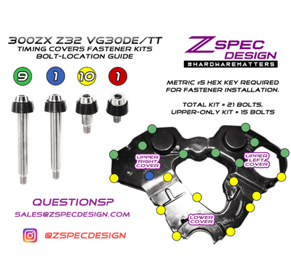 ZSPEC Shoulder-Bolt Timing Covers Fasteners w/ Bushings, Nissan 300zx Z32, Titanium - ZSD-569395-ZSD-569401-ZSD-569418-ZSD-569425-ZSD-569432-  DRIVEN - 1