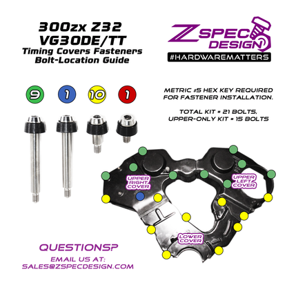 ZSPEC Shoulder-Bolt Timing Covers Fasteners, No Bushings, Nissan 300zx Z32, Titanium - ZSD-582059-ZSD-582066-ZSD-582073-ZSD-188749-ZSD-582097-  DRIVEN - 1