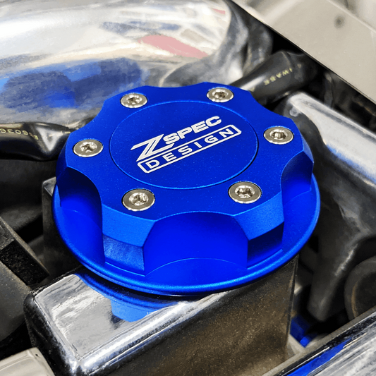 ZSPEC Billet Oil Filler Cap for Nissan/Infiniti/Datsun, Blue Cap w/ Titanium Accents - ZSD-386893-ZSD-386909-ZSD-386916-ZSD-386923-ZSD-386930-  DRIVEN - 1