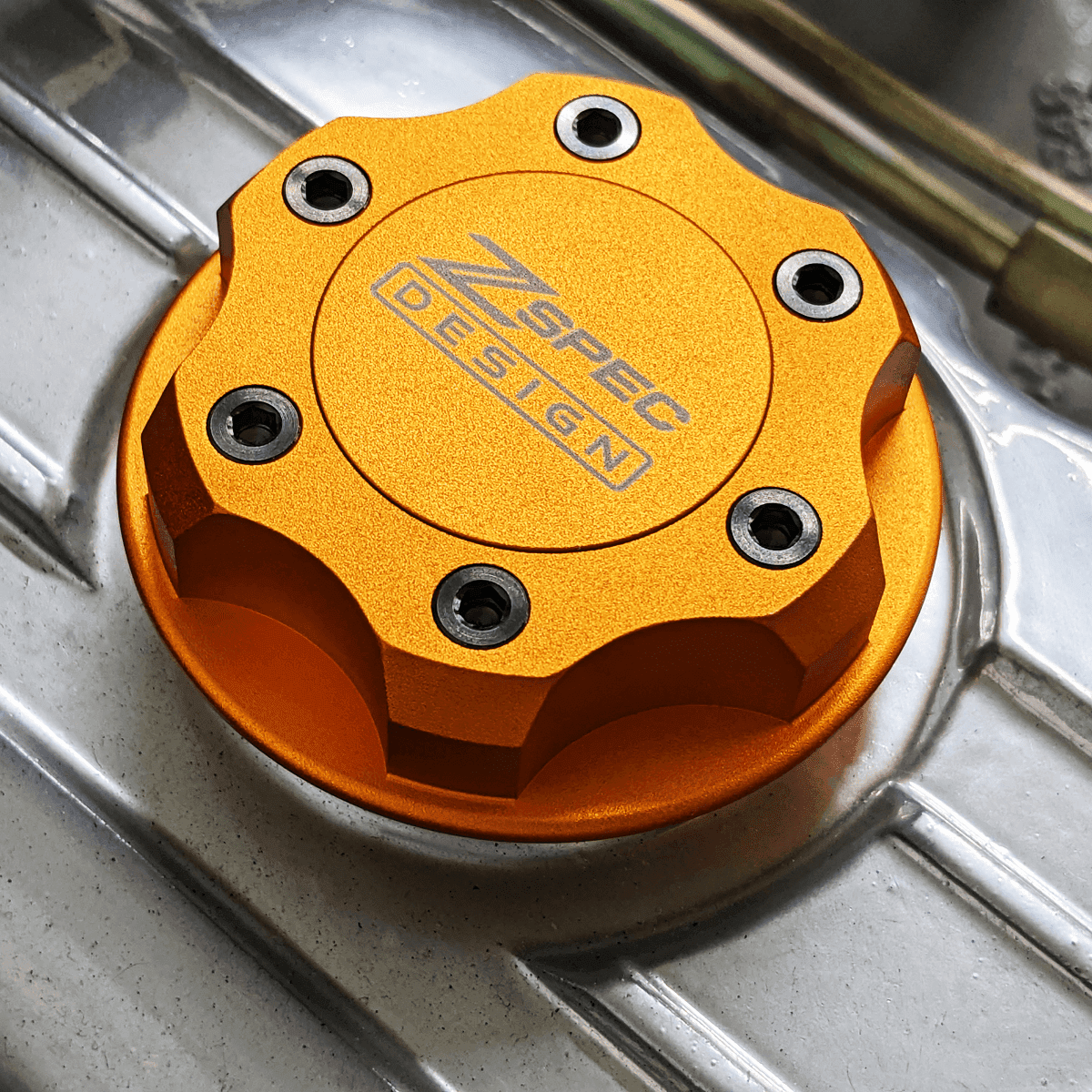 ZSPEC Billet Oil Filler Cap for Nissan/Infiniti/Datsun, Orange-Gold Cap w/Titanium Accents - ZSD-386831-ZSD-386848-ZSD-386855-ZSD-386862-ZSD-386879-  DRIVEN - 4