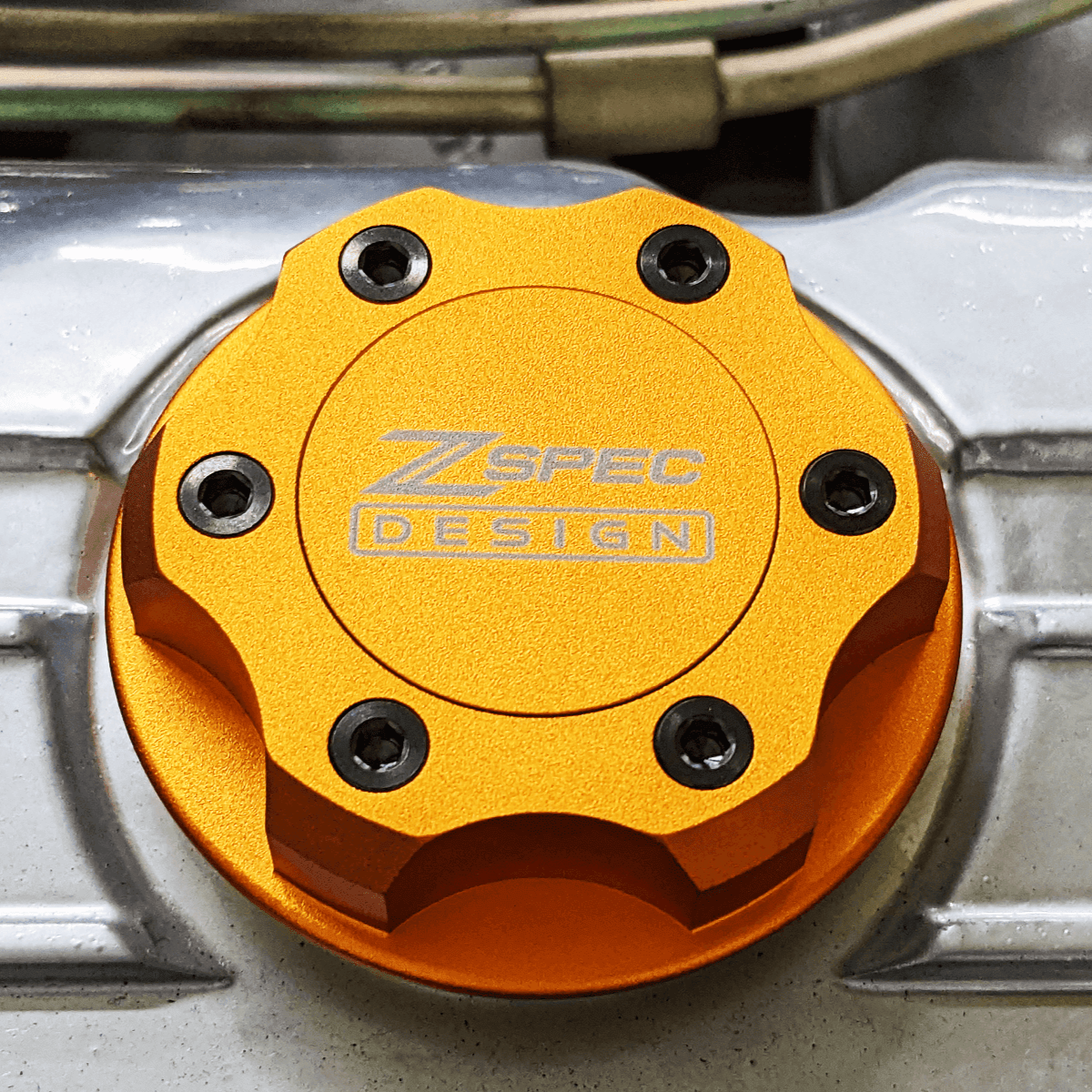 ZSPEC Billet Oil Filler Cap for Nissan/Infiniti/Datsun, Orange-Gold Cap w/Titanium Accents - ZSD-386831-ZSD-386848-ZSD-386855-ZSD-386862-ZSD-386879-  DRIVEN - 2