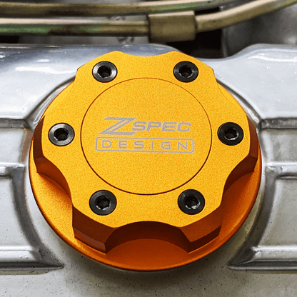 ZSPEC Billet Oil Filler Cap for Nissan/Infiniti/Datsun, Orange-Gold Cap w/Titanium Accents - ZSD-386831-ZSD-386848-ZSD-386855-ZSD-386862-ZSD-386879-  DRIVEN - 2